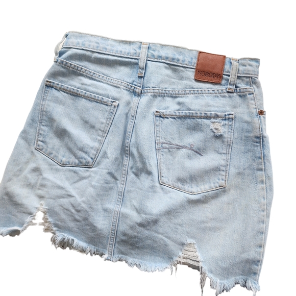 Nobody Denim skirt mini Piper distressed faded light blue size 12 - Picture 5 of 6